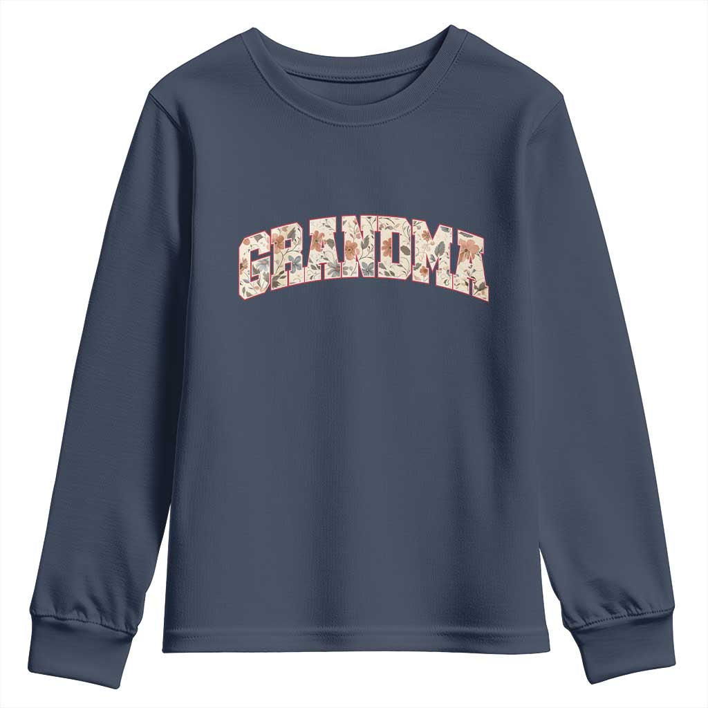 Vintage Floral Grandma Youth Sweatshirt Mothers Day Gift Idea
