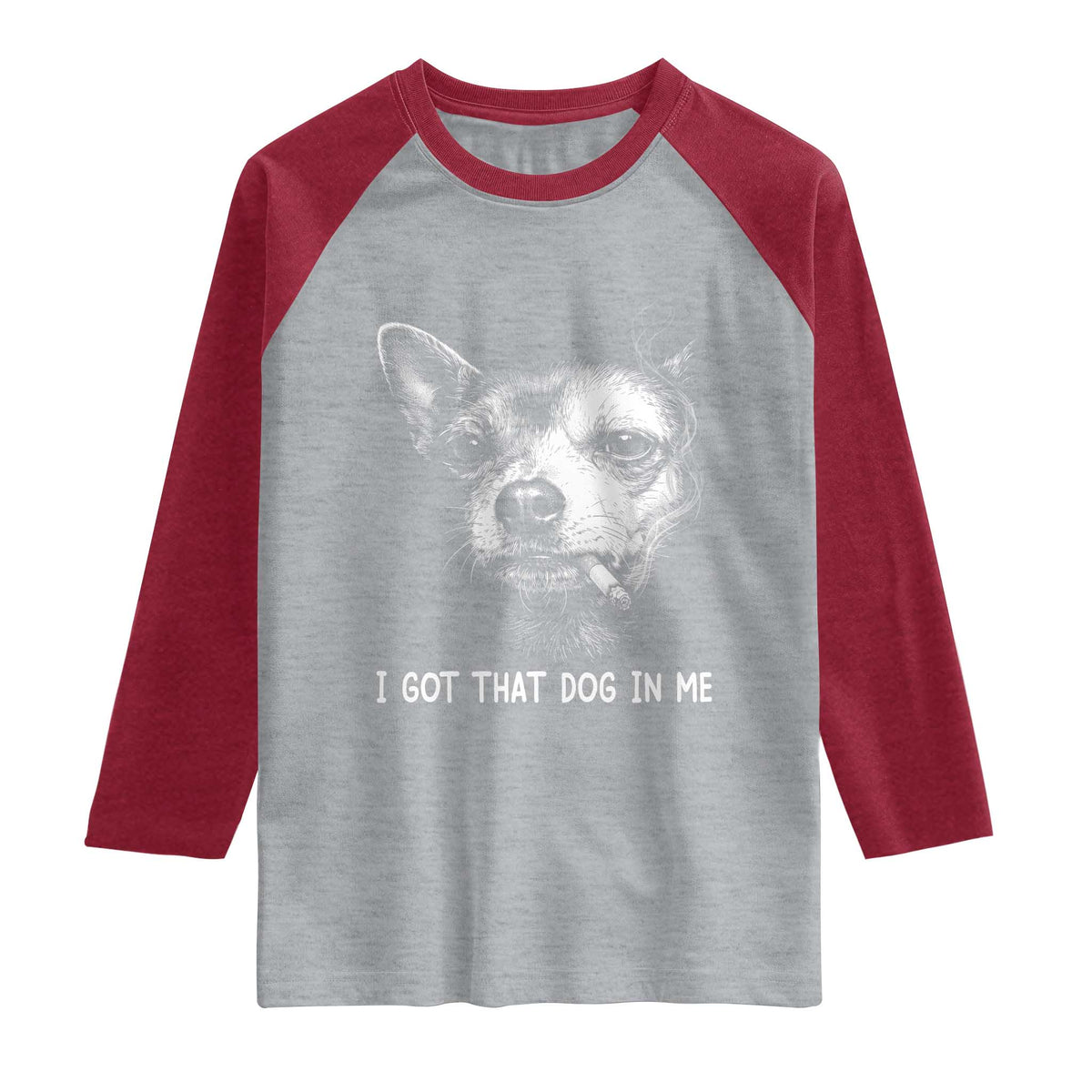 Funny Chihuahua Smoking Meme Raglan Shirt I Got That Dog In Me