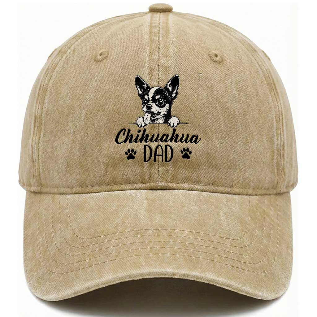 Proud Chihuahua Dad Washed Cotton Baseball Cap Dog Lover Gift Idea