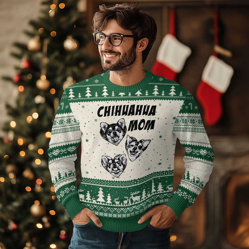 Proud Chihuahua Mom Ugly Christmas Sweater Ankle Biter Dog Lover