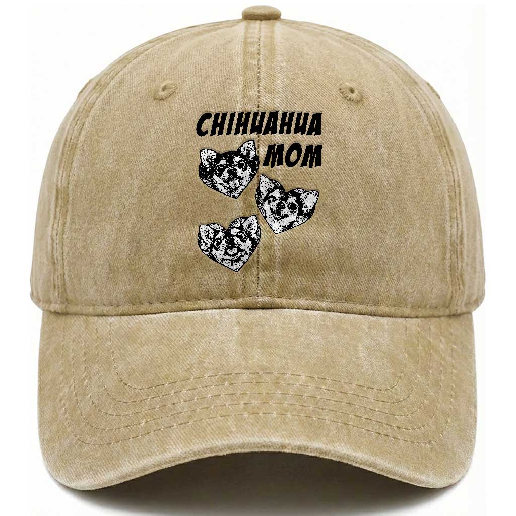 Proud Chihuahua Mom Washed Cotton Baseball Cap Ankle Biter Dog Lover