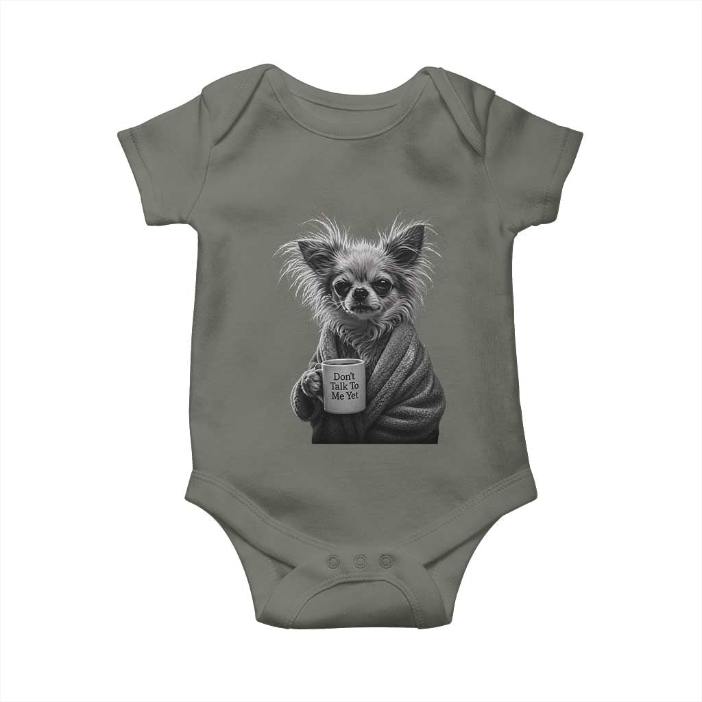 Funny Chihuahua Coffee Lover Baby Onesie Do Not Talk To Me Yet