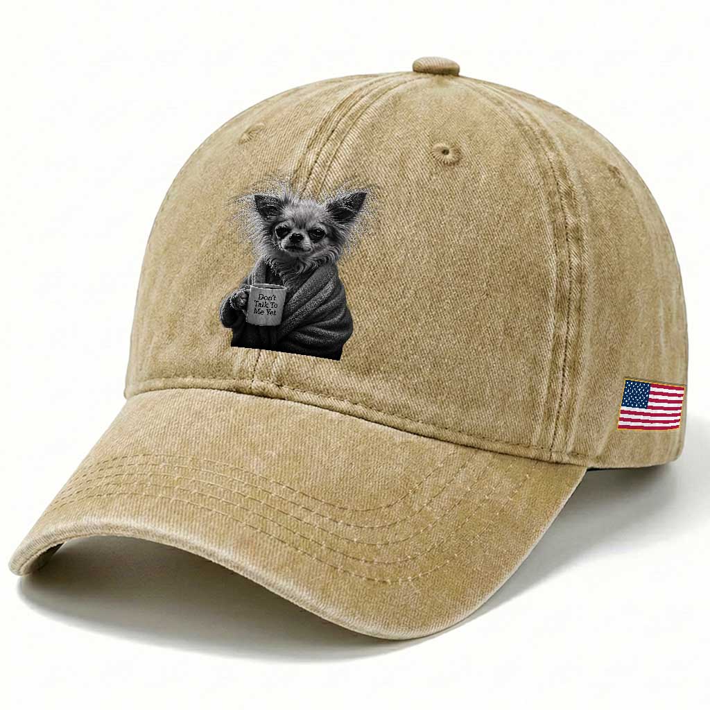 Funny Chihuahua Coffee Lover Washed Cotton Baseball Cap Do Not Talk To Me Yet