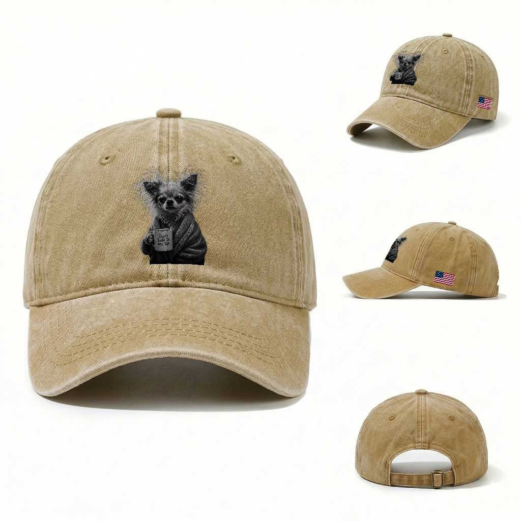 Funny Chihuahua Coffee Lover Washed Cotton Baseball Cap Do Not Talk To Me Yet