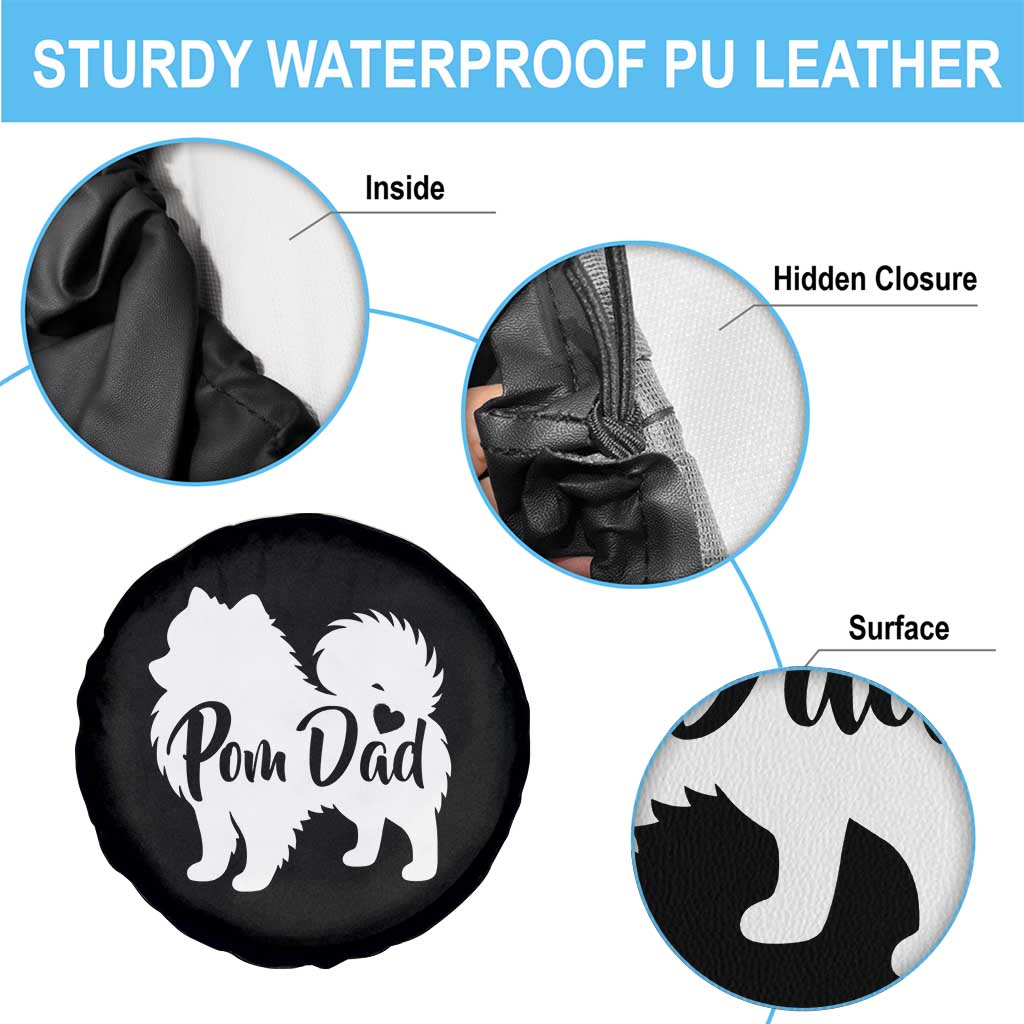 Proud Pomeranian Dad Spare Tire Cover Small Breed Dog Owner Gift