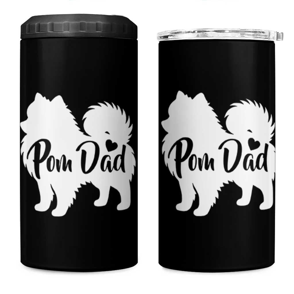 Proud Pomeranian Dad 4 in 1 Can Cooler Tumbler Small Breed Dog Owner Gift