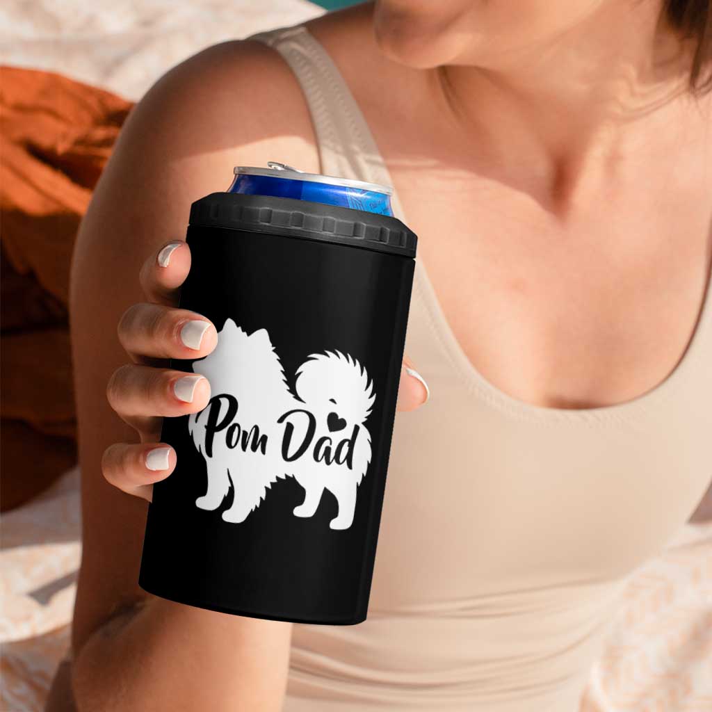 Proud Pomeranian Dad 4 in 1 Can Cooler Tumbler Small Breed Dog Owner Gift