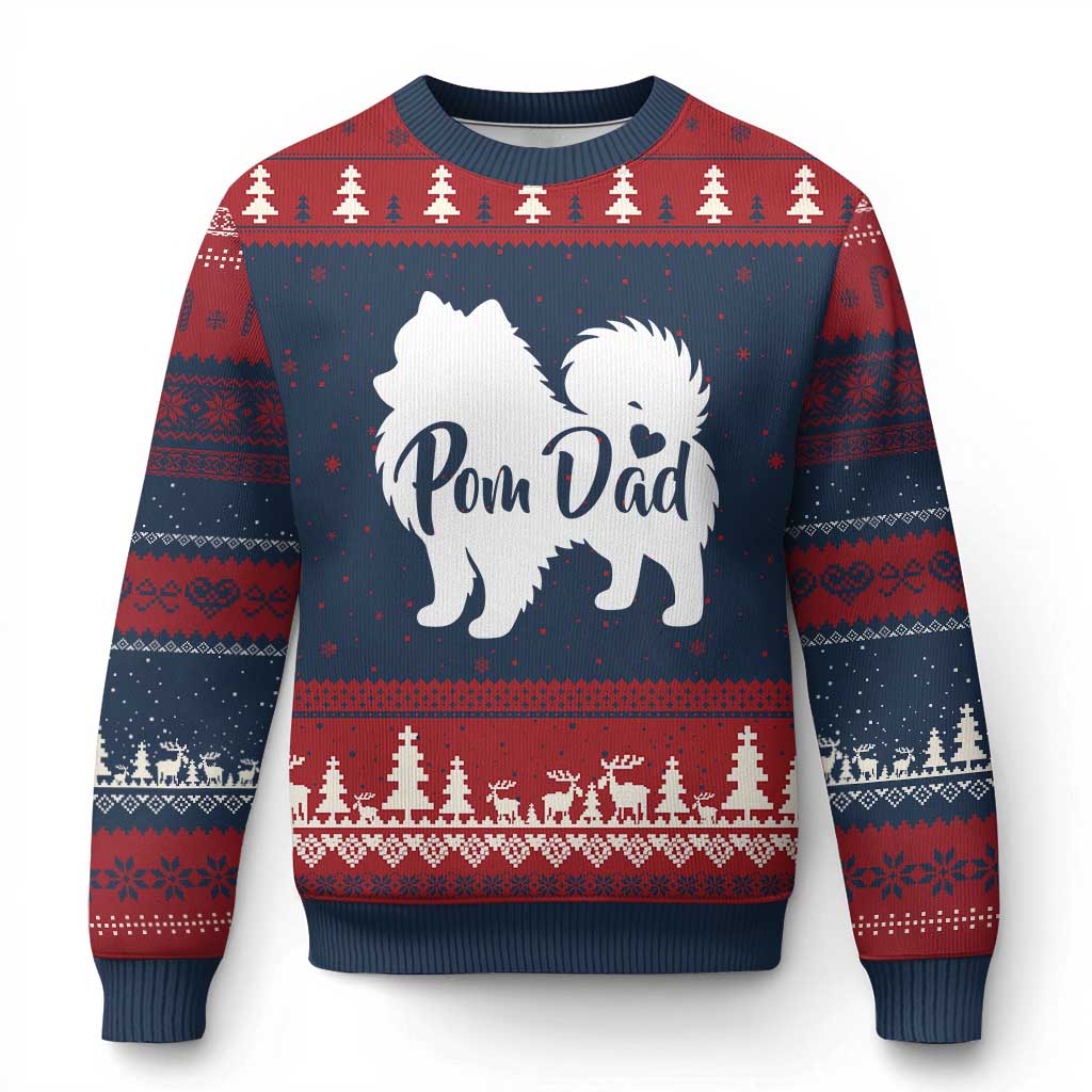 Proud Pomeranian Dad Ugly Christmas Sweater Small Breed Dog Owner Gift