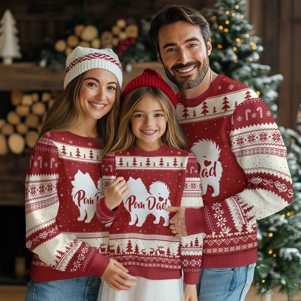 Proud Pomeranian Dad Ugly Christmas Sweater Small Breed Dog Owner Gift