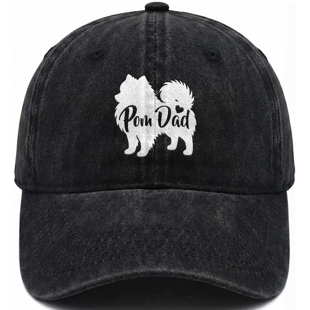 Proud Pomeranian Dad Washed Cotton Baseball Cap Small Breed Dog Owner Gift