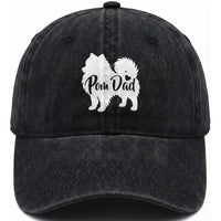 Proud Pomeranian Dad Washed Cotton Baseball Cap Small Breed Dog Owner Gift