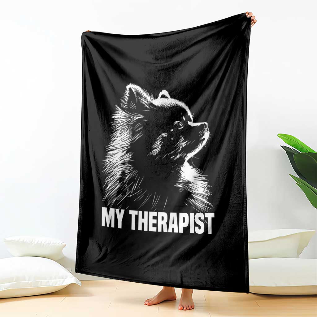 My Therapist Is A Pomeranian Throw Blanket Dog Lover Gift Idea