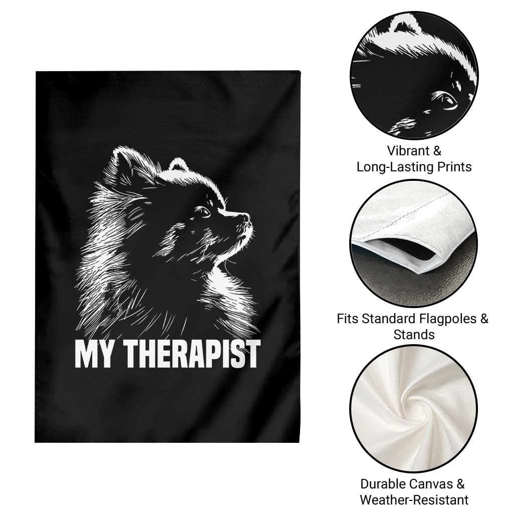 My Therapist Is A Pomeranian Garden Flag Dog Lover Gift Idea