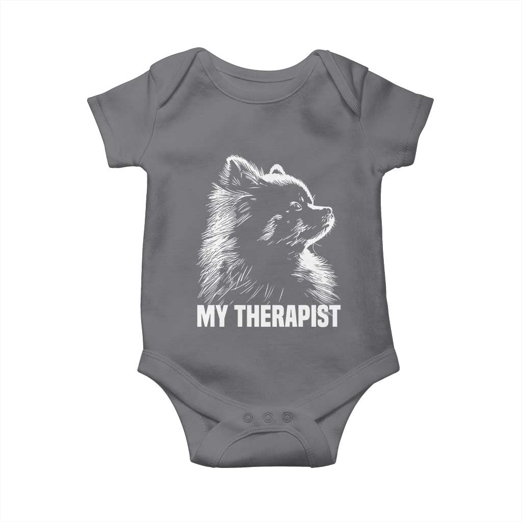 My Therapist Is A Pomeranian Baby Onesie Dog Lover Gift Idea