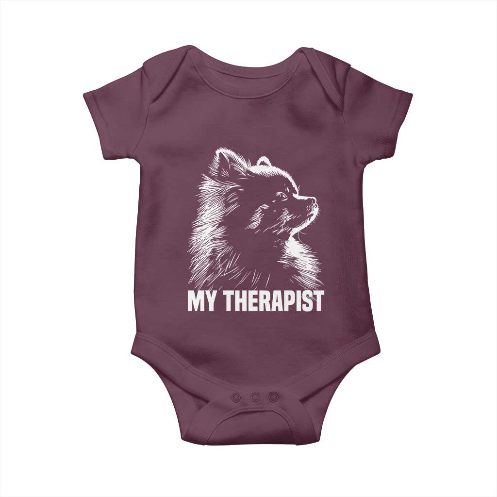 My Therapist Is A Pomeranian Baby Onesie Dog Lover Gift Idea