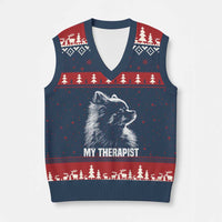 My Therapist Is A Pomeranian V-Neck Knit Sweater Vest Dog Lover Gift Idea