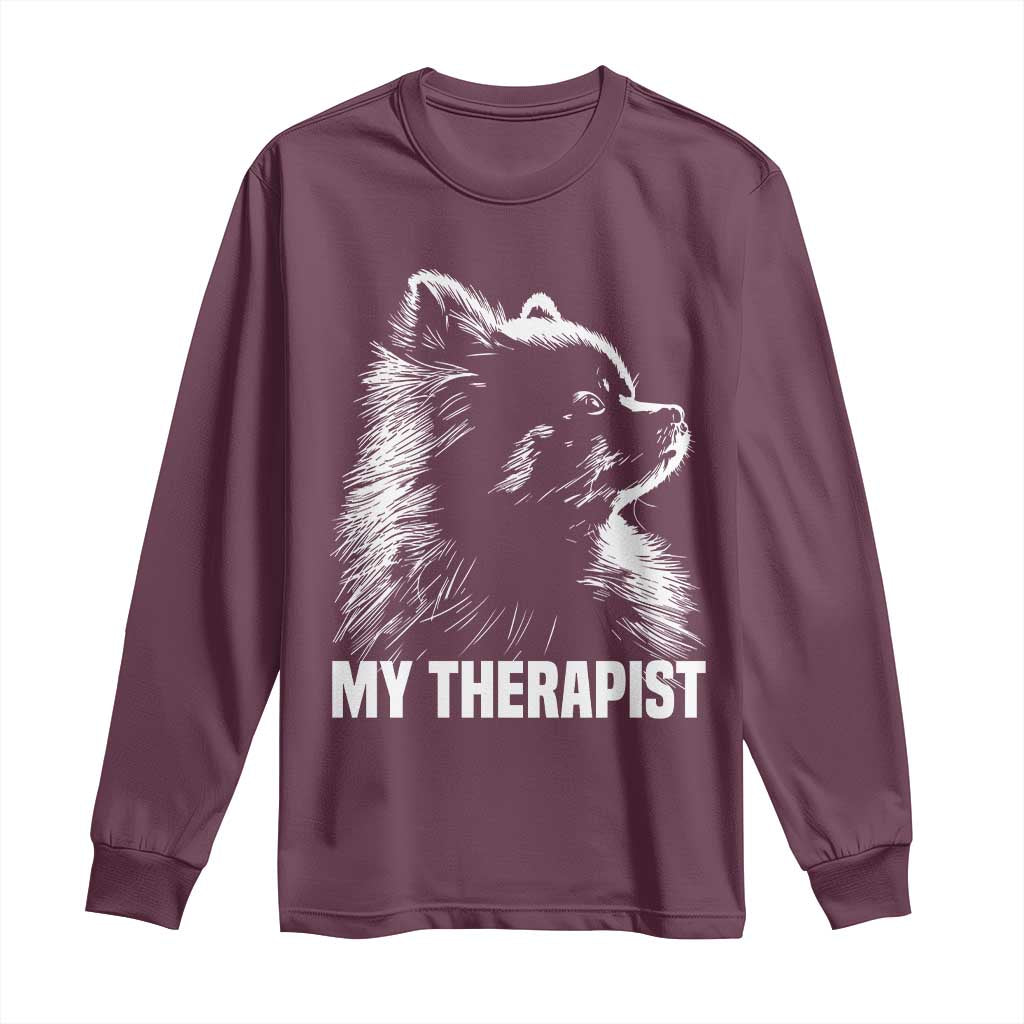 My Therapist Is A Pomeranian Long Sleeve Shirt Dog Lover Gift Idea