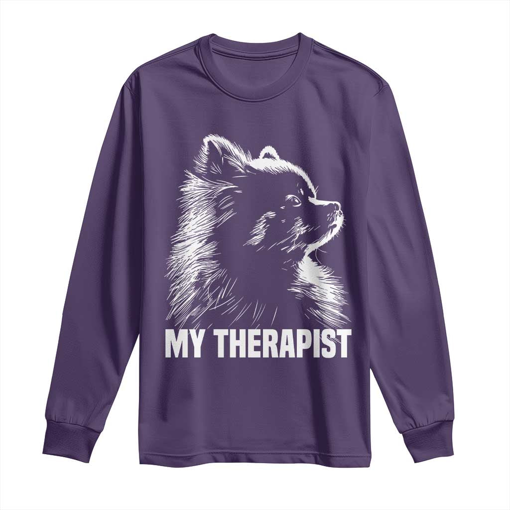 My Therapist Is A Pomeranian Long Sleeve Shirt Dog Lover Gift Idea