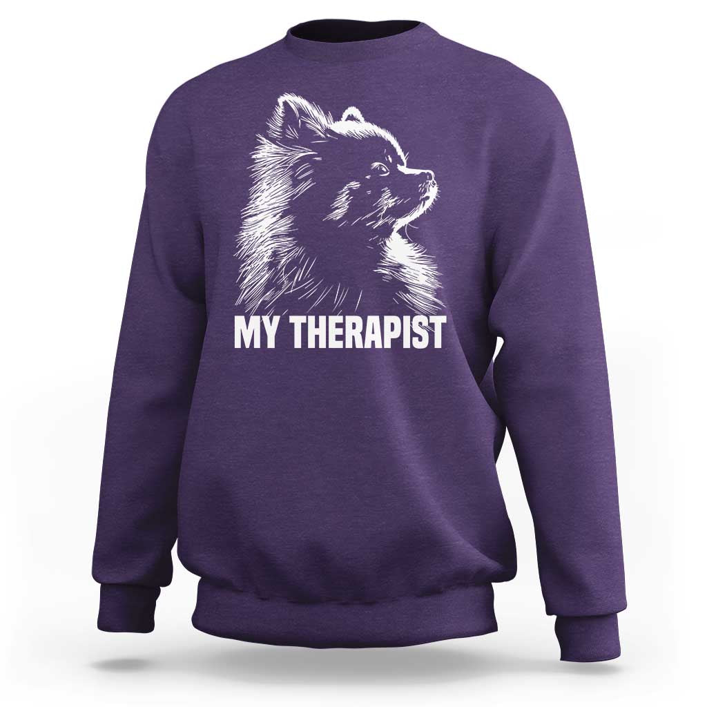 My Therapist Is A Pomeranian Sweatshirt Dog Lover Gift Idea