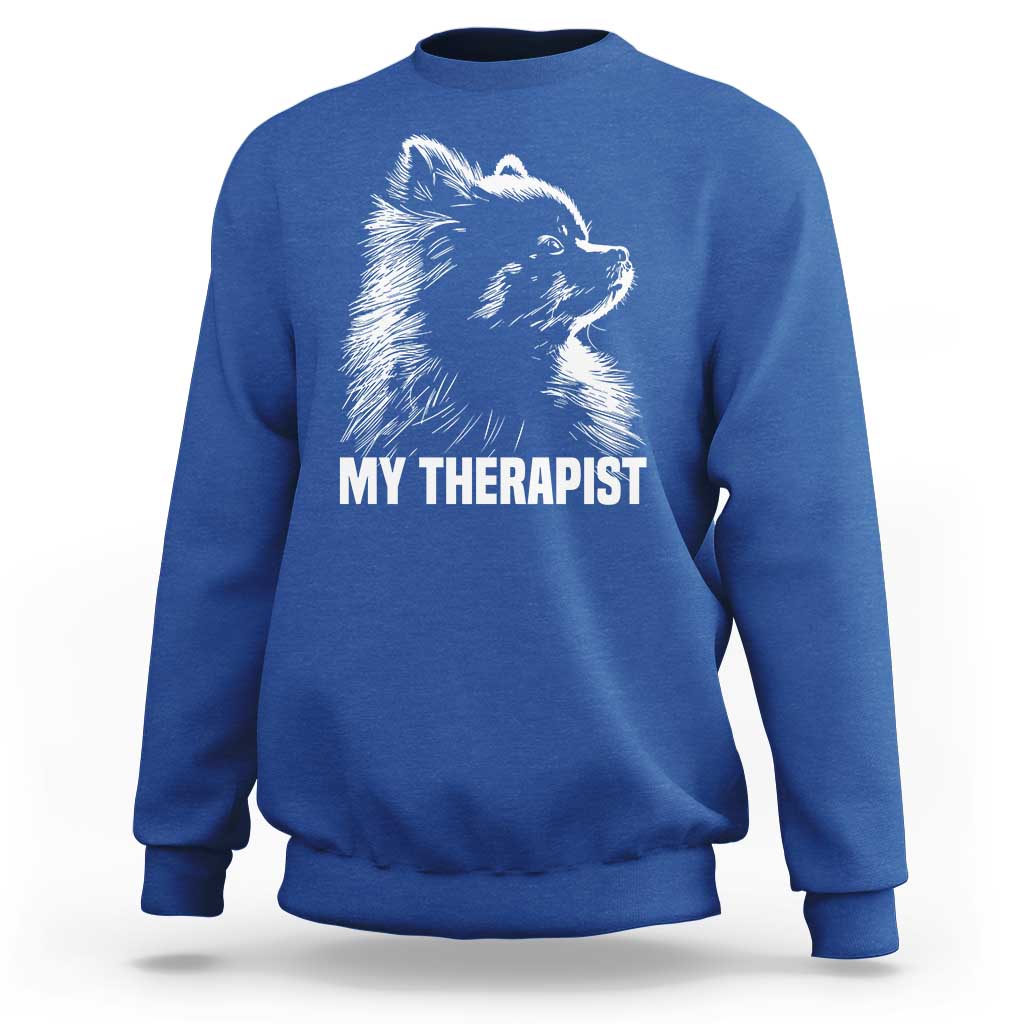 My Therapist Is A Pomeranian Sweatshirt Dog Lover Gift Idea