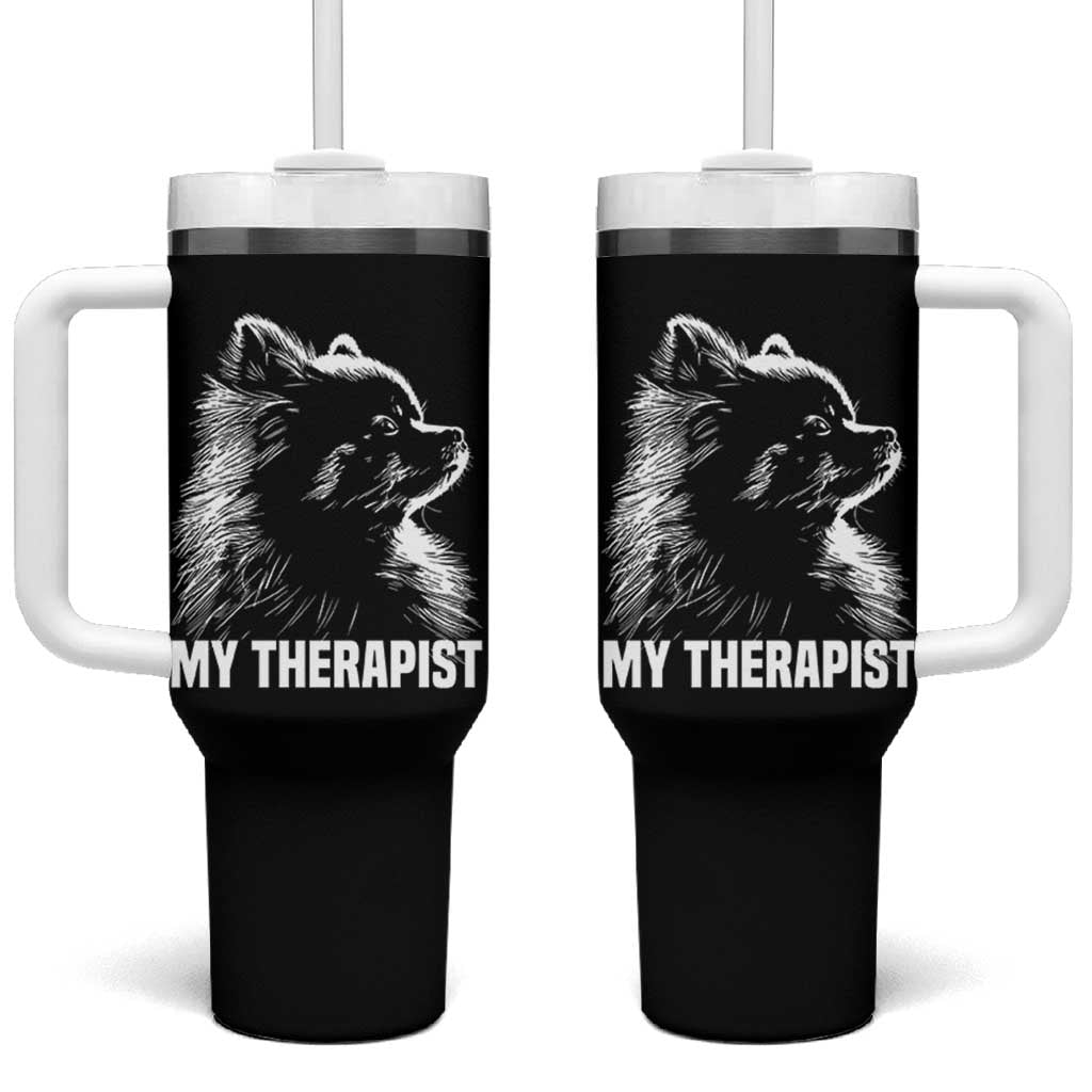 My Therapist Is A Pomeranian Tumbler With Handle Dog Lover Gift Idea