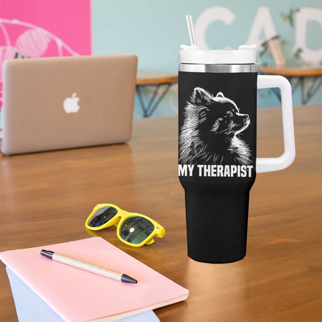 My Therapist Is A Pomeranian Tumbler With Handle Dog Lover Gift Idea