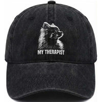 My Therapist Is A Pomeranian Washed Cotton Baseball Cap Dog Lover Gift Idea