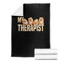 My Therapist Is My Dog Throw Blanket Cute Pomeranian Lover Meme
