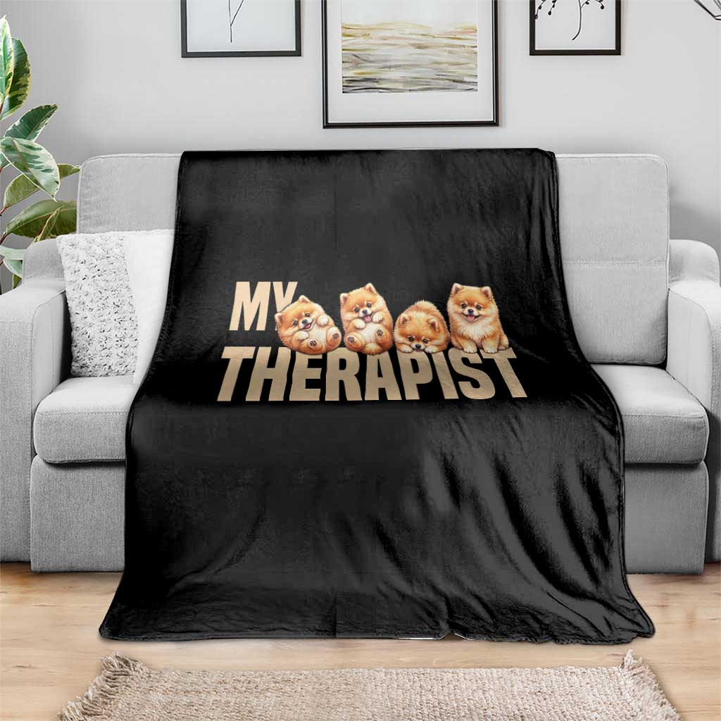 My Therapist Is My Dog Throw Blanket Cute Pomeranian Lover Meme