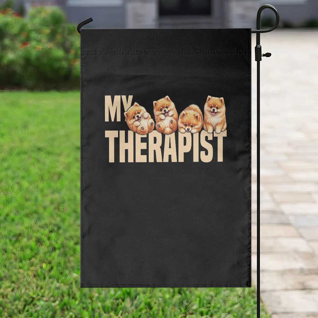 My Therapist Is My Dog Garden Flag Cute Pomeranian Lover Meme