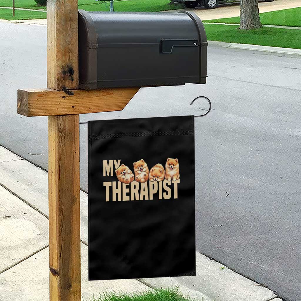 My Therapist Is My Dog Garden Flag Cute Pomeranian Lover Meme