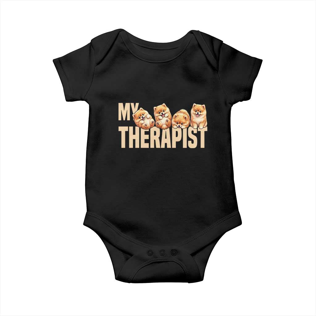My Therapist Is My Dog Baby Onesie Cute Pomeranian Lover Meme