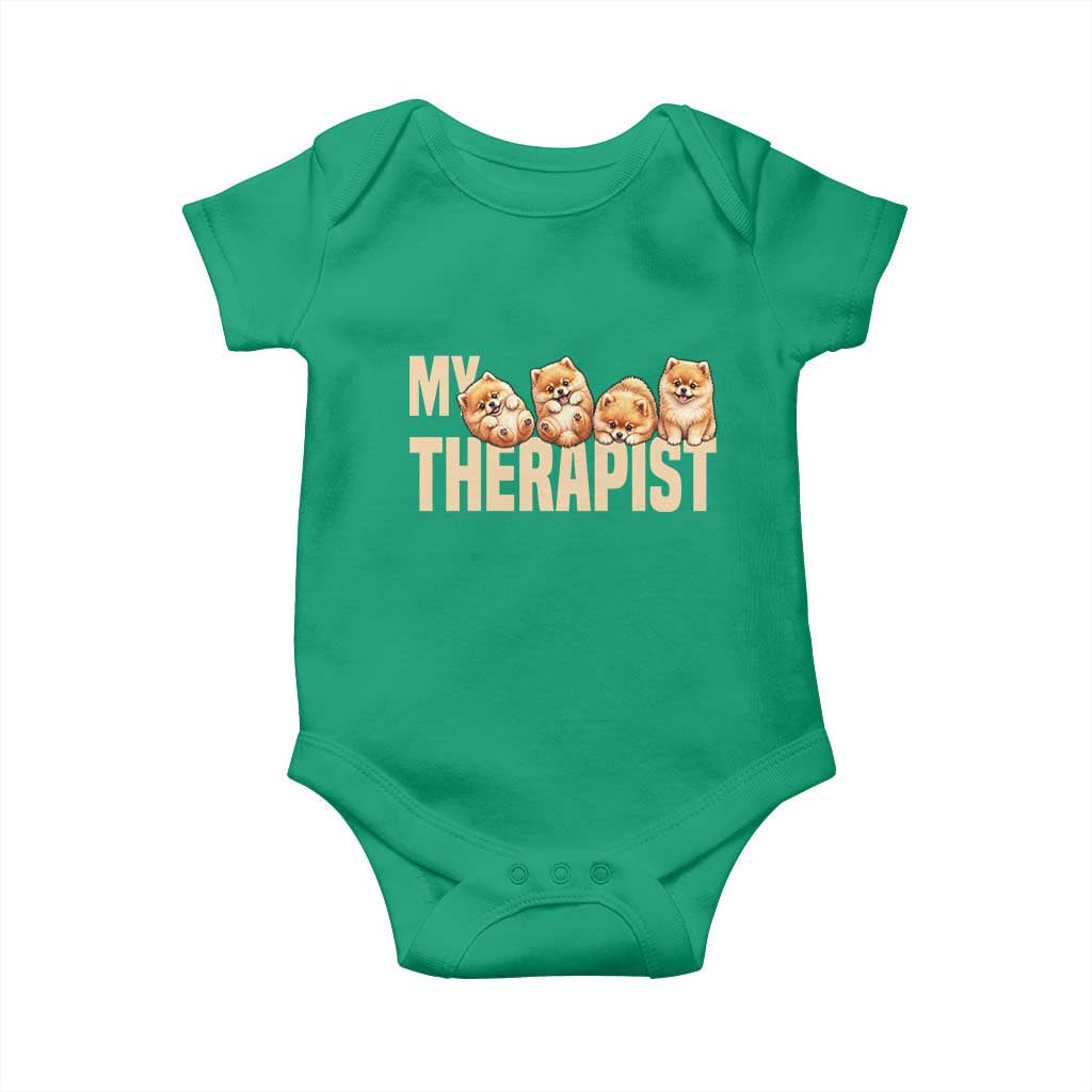 My Therapist Is My Dog Baby Onesie Cute Pomeranian Lover Meme