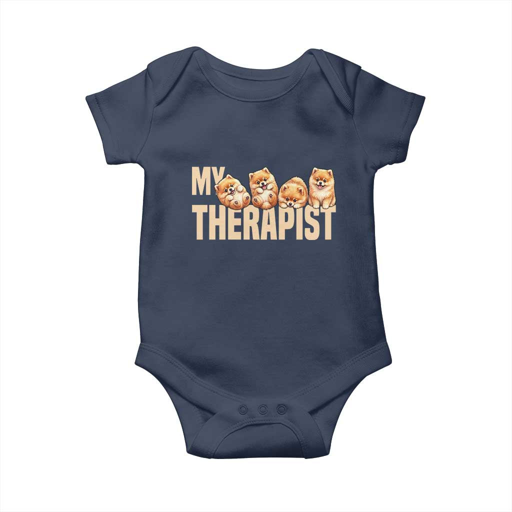 My Therapist Is My Dog Baby Onesie Cute Pomeranian Lover Meme
