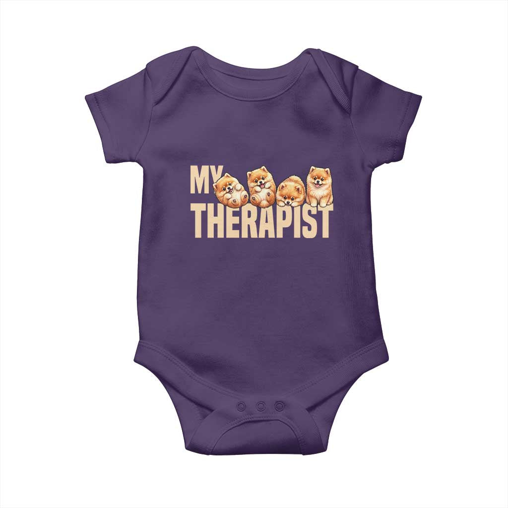 My Therapist Is My Dog Baby Onesie Cute Pomeranian Lover Meme