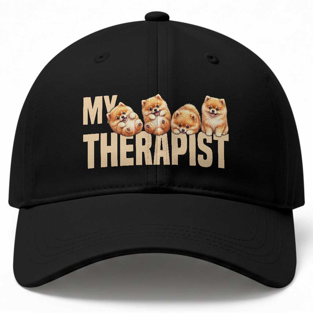 My Therapist Is My Dog Baseball Cap Cute Pomeranian Lover Meme