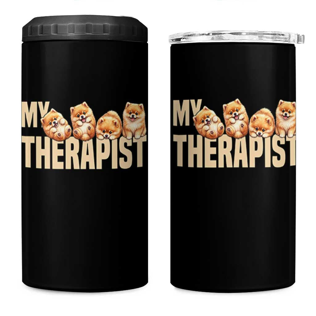 My Therapist Is My Dog 4 in 1 Can Cooler Tumbler Cute Pomeranian Lover Meme