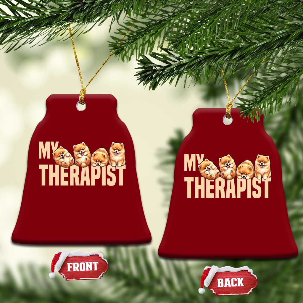 My Therapist Is My Dog Ceramic Ornament Cute Pomeranian Lover Meme