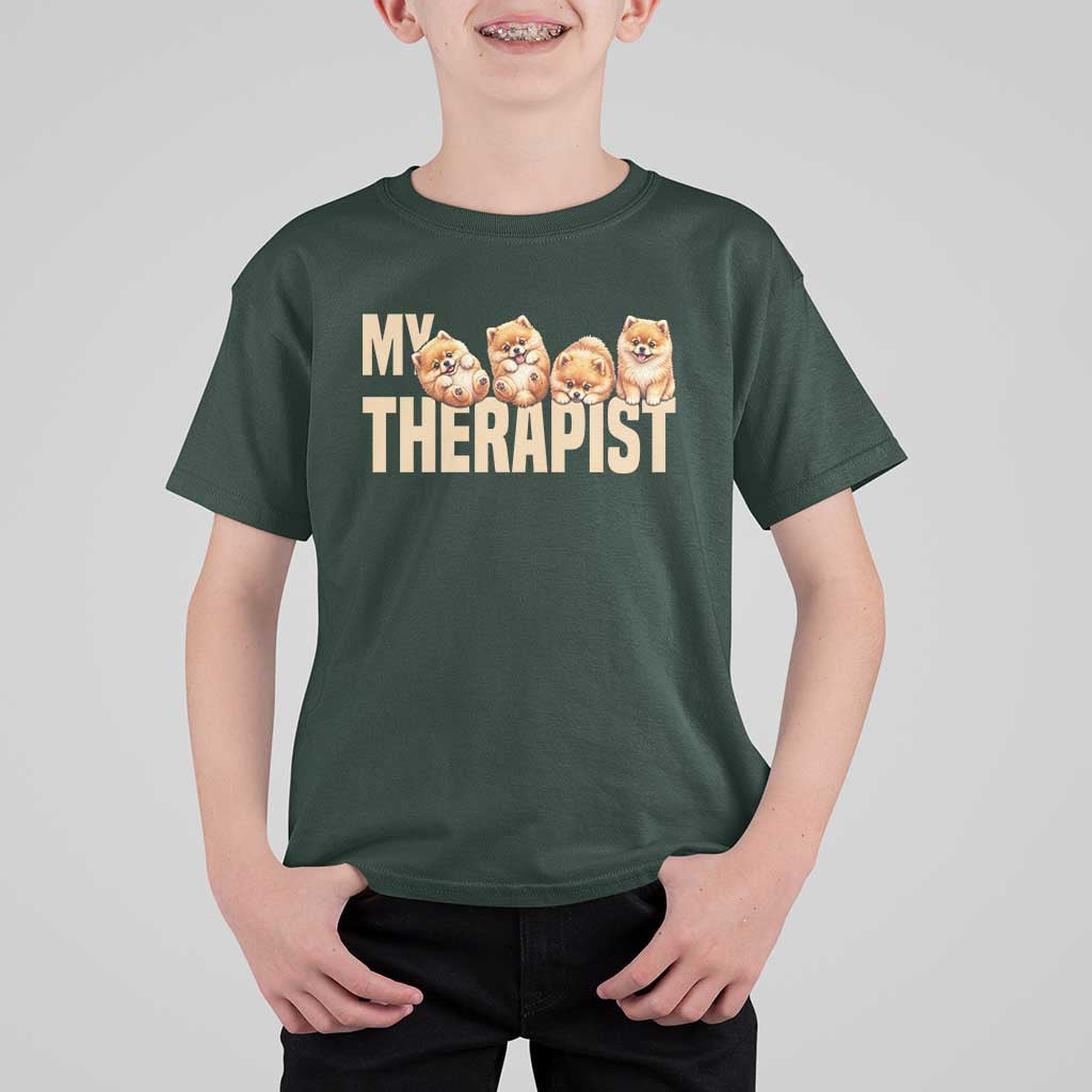 My Therapist Is My Dog T Shirt For Kid Cute Pomeranian Lover Meme