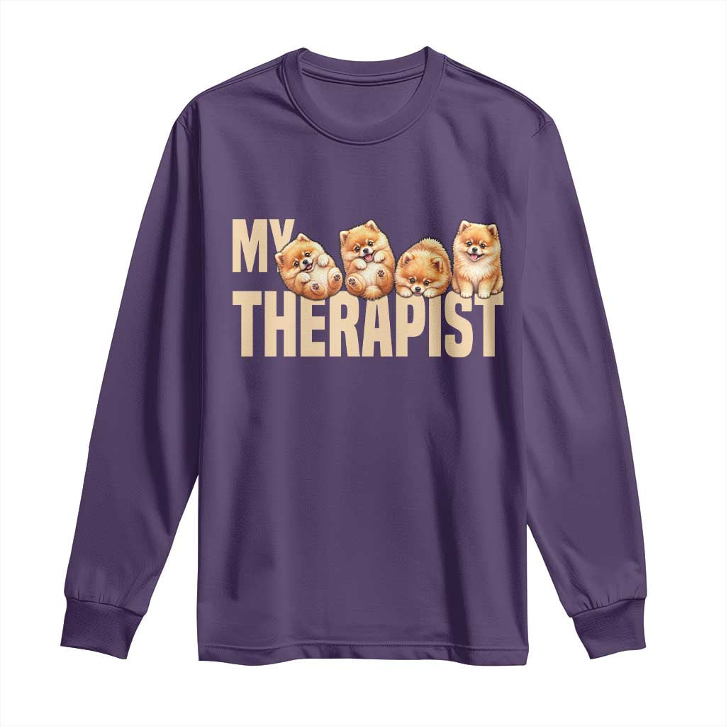 My Therapist Is My Dog Long Sleeve Shirt Cute Pomeranian Lover Meme
