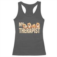 My Therapist Is My Dog Racerback Tank Top Cute Pomeranian Lover Meme