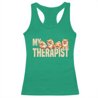 My Therapist Is My Dog Racerback Tank Top Cute Pomeranian Lover Meme