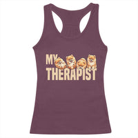 My Therapist Is My Dog Racerback Tank Top Cute Pomeranian Lover Meme