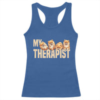 My Therapist Is My Dog Racerback Tank Top Cute Pomeranian Lover Meme