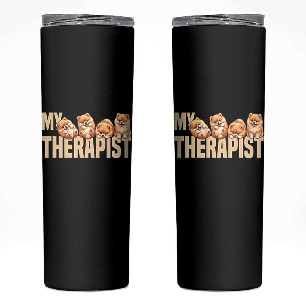 My Therapist Is My Dog Skinny Tumbler Cute Pomeranian Lover Meme