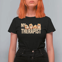 My Therapist Is My Dog T Shirt For Women Cute Pomeranian Lover Meme