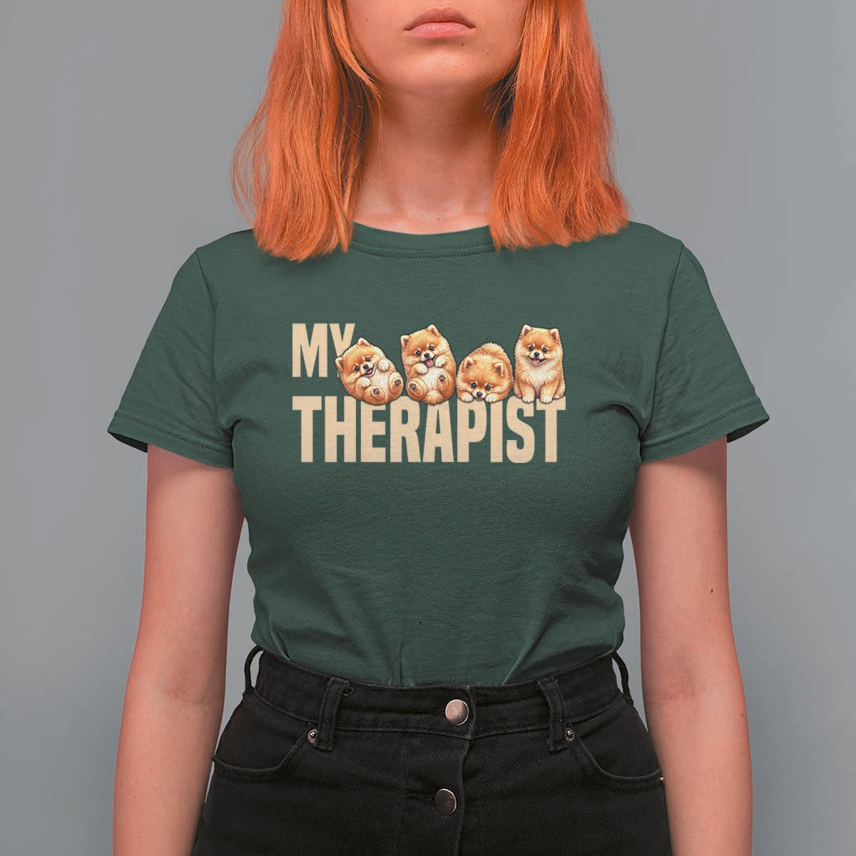 My Therapist Is My Dog T Shirt For Women Cute Pomeranian Lover Meme