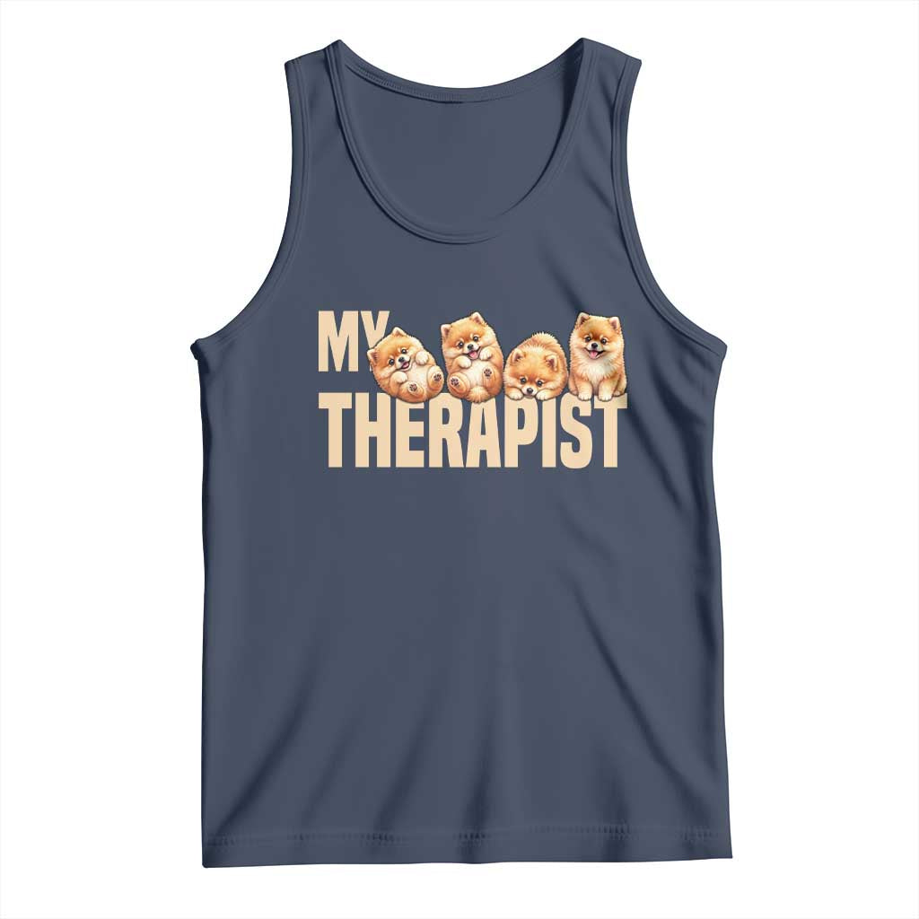 My Therapist Is My Dog Tank Top Cute Pomeranian Lover Meme