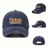 My Therapist Is My Dog Washed Cotton Baseball Cap Cute Pomeranian Lover Meme