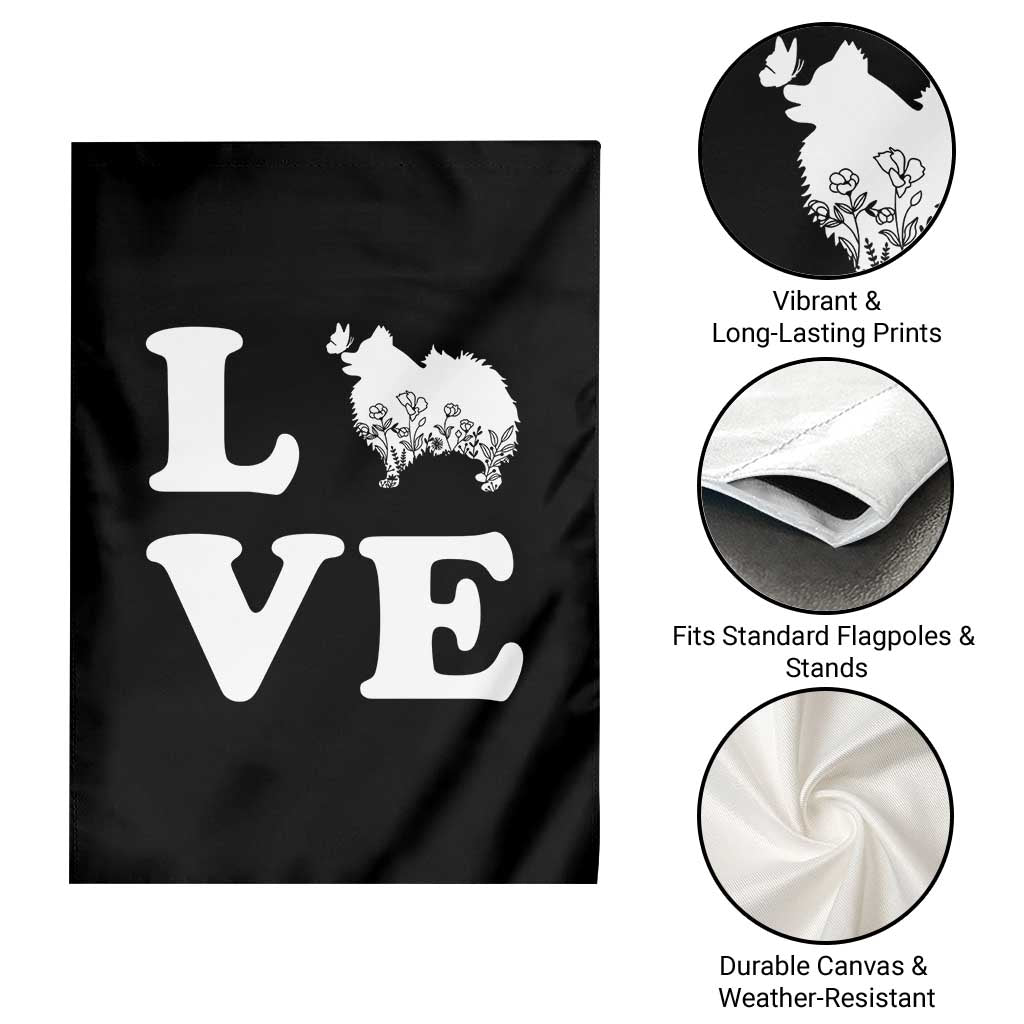 Love Pomeranian Garden Flag Cute Pom Dog Lover Gift